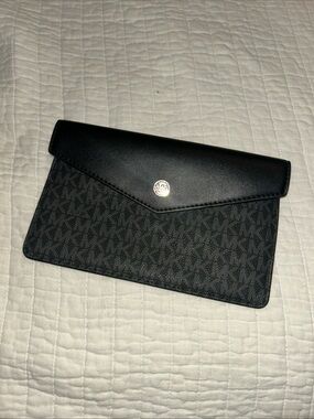 Michael Kors Black Monogram Envelope Wallet Clutch